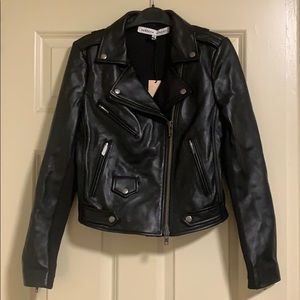 Rebecca Minkoff Wes Moto Leather & Neoprene Jacket
